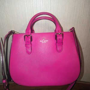 Kate Spade Bright Fushia Saffiano Leather Tote Bag with top handle and crossbody